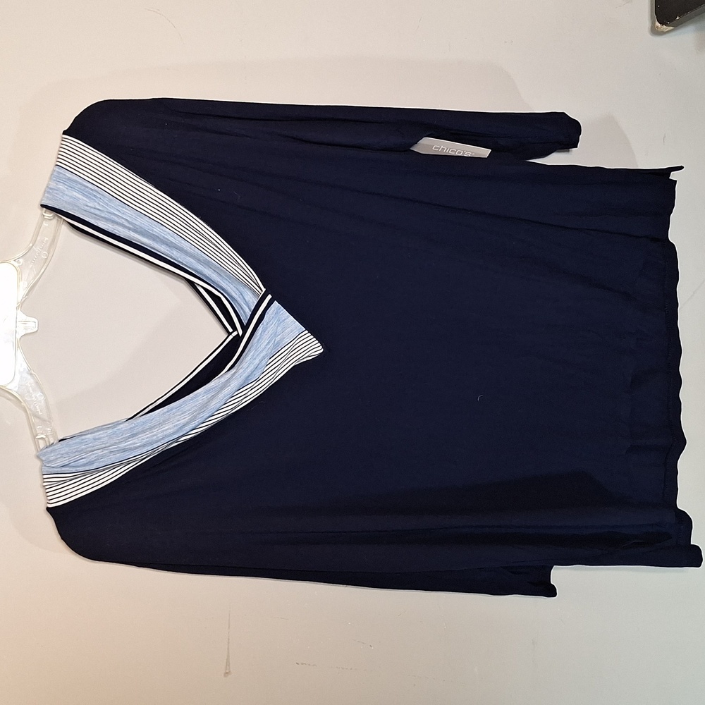 Chicos Navy Blue V-Neck Women's Top